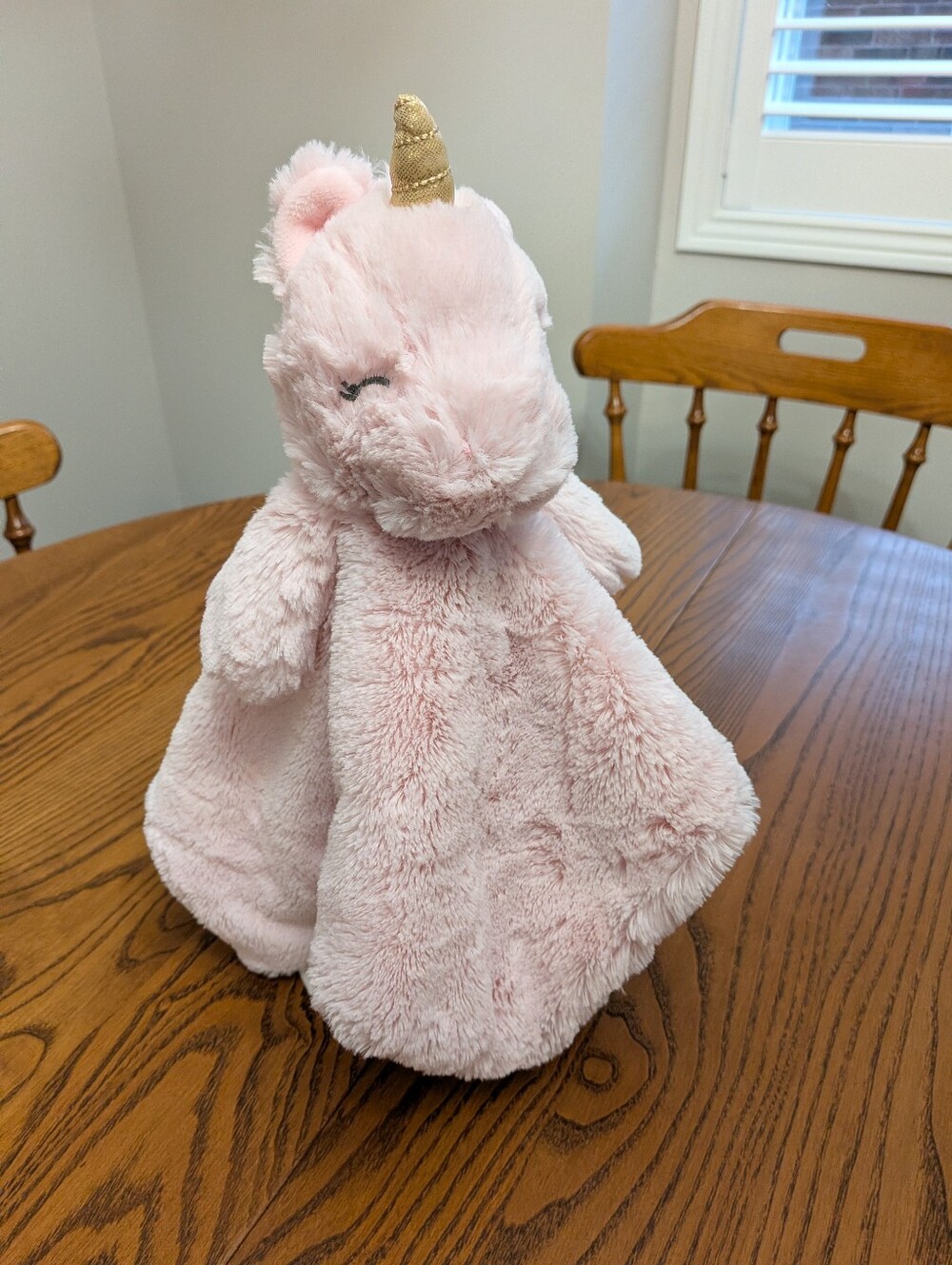 Kellytoy Unicorn Pink Plush Lovey Security Blanket Rattle Toy 14" Silky Soft